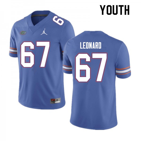 Youth #67 Richie Leonard Florida Gators College Football Jersey Blue